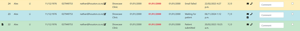 Re-enrolment patient entry log in the admin portal.