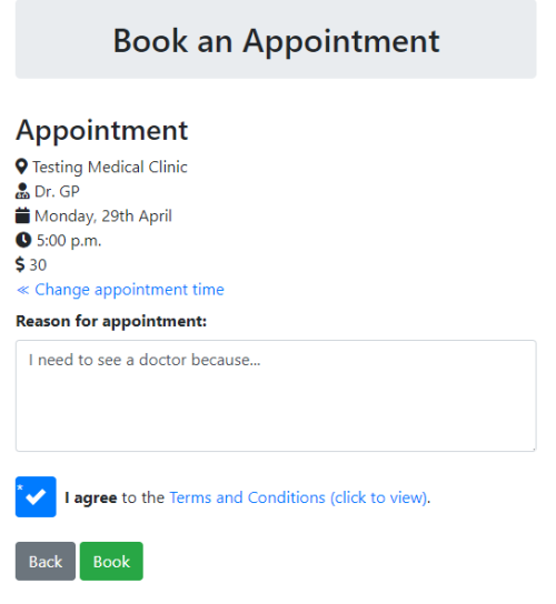 Step 4, confirm your appointment details and book.