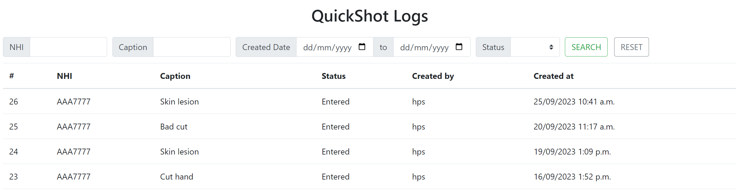 quickshot logs